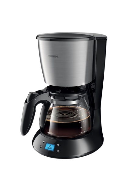 Cafetiera Philips Daily Collection HD7459/20, 1000 W, cana din sticla, afisaj LCD, aroma twister, cronometru, Negru