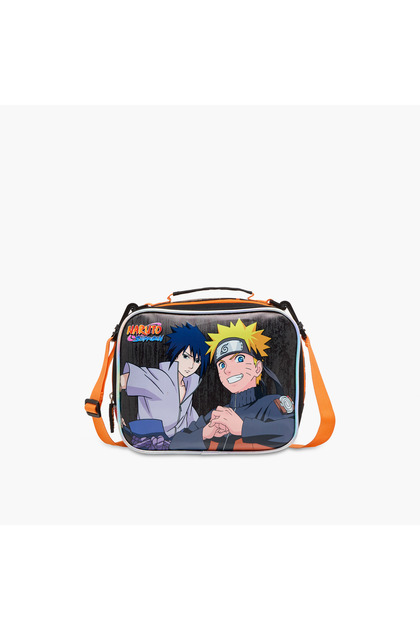 Naruto Print Lunch Bag with Adjustable Strap and Zip Closure