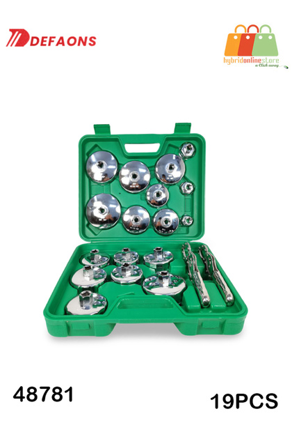48781 19PCS Heavy-Duty Stainless Steel Oil Filter Wrench Cap Set with Adjustable Wrench