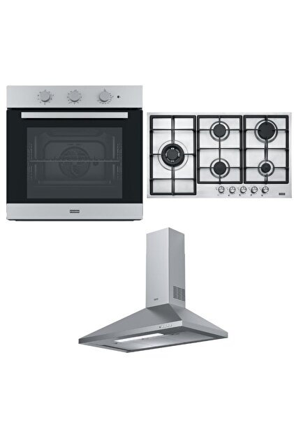 Inox Set 7, Fırın, Ocak, Davlumbaz