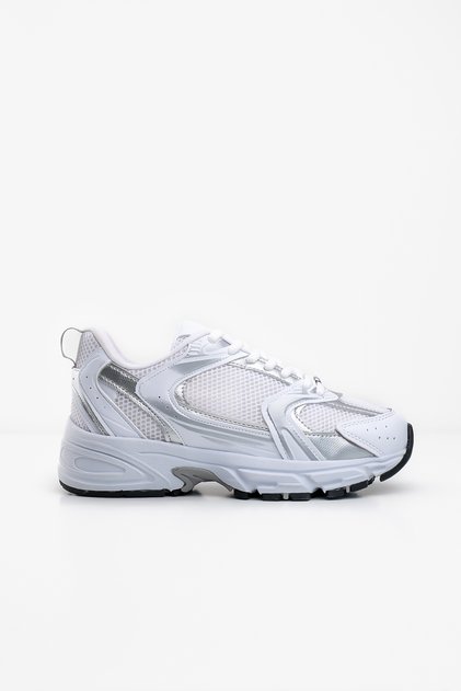 Women Men Unisex White Silver Casual Sports Shoes Sneaker