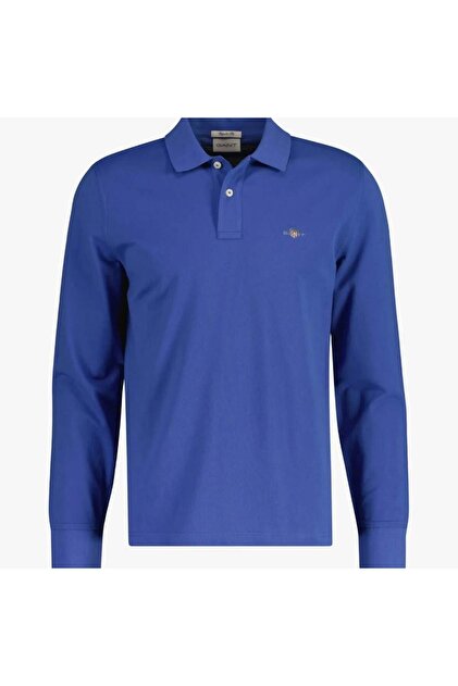 Men's Blue Regular Fit Long Sleeve Polo