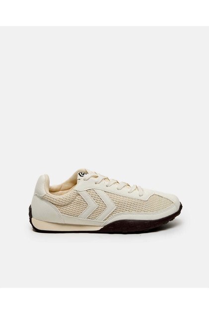 Women Beige Lace Up Jogger Sneakers