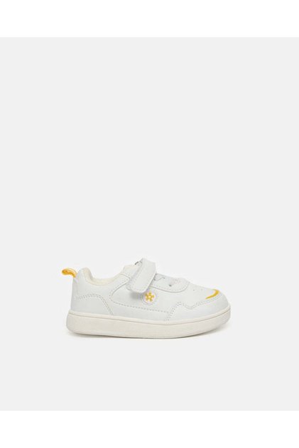 Boys White Printed Color Block Sneakers