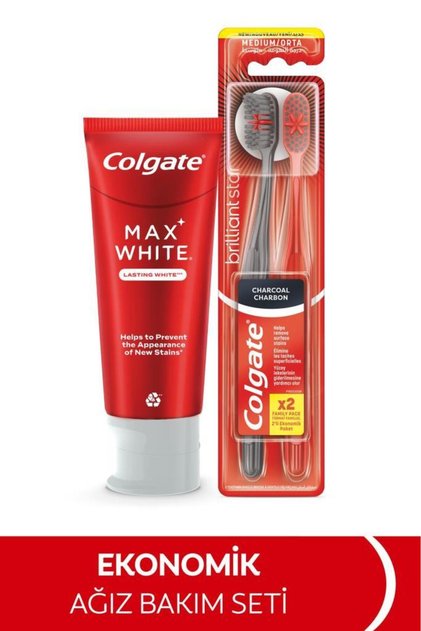 Max White 75 ml Diş Macunu, Siyah 1+1 Diş Fırçası Ağız Bakımı Ağız Hijyeni Diş Temizliği