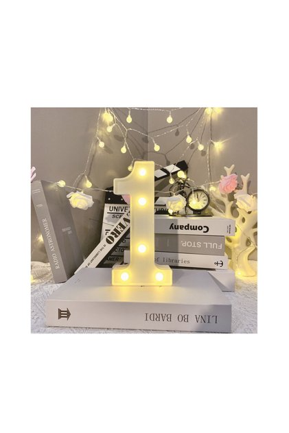 Lampă LED, 21 × 9,8 × 3,5 cm, alimentată cu baterii, cifră 1, PPQT8310