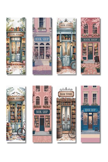 Bookshop Bookstore Design Gift Set of 8 Bookmarks