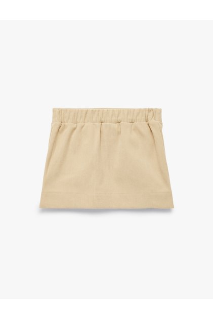 Textured Skirt with Elastic Waist and Pocket Detail