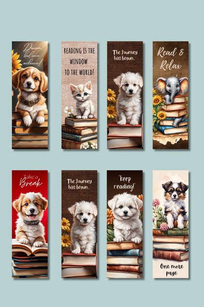 Cute Animals Design Gift Set of 8 Bookmarks
