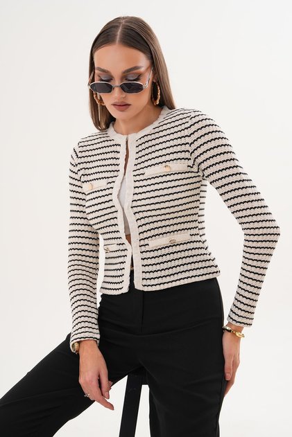 Women's Stripe Detailed Agraflé Chanel Jacket 255334 -