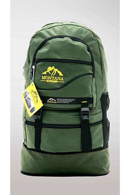 Montana Mountainer Green 55+10 Liter Bellows Waterproof 4 Compartment Travel-Mountaineer-Camper Backpack