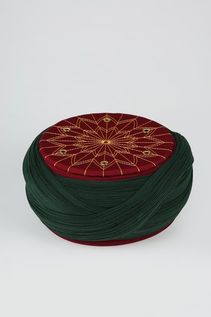 Student Yellow - Green Fabric - Burgundy Headscarf - Cross Weave - Bird's Eye - 7 Meters