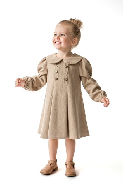 Baby Girl Dress Girls' Dress Linen Birthday Party Wedding Special Occasion Long Sleeve Collared Lined