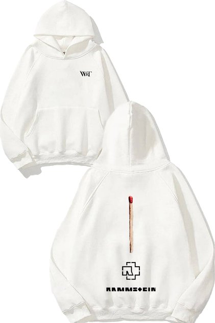 Rammsteın Match Design Back Printed White Hooded Sweatshirt