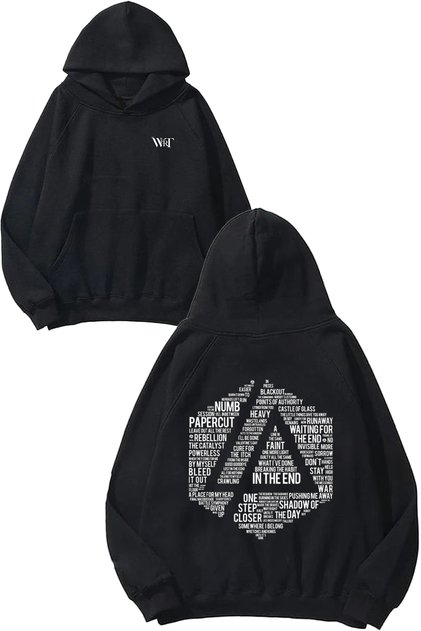 Linkin Park Printed Design Backpack Black Hooded Sweatshirt
