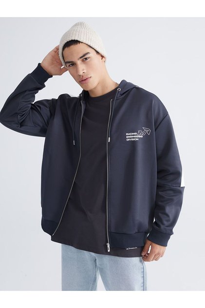 Hooded Long Sleeve Men's Zippered Sweatshirt