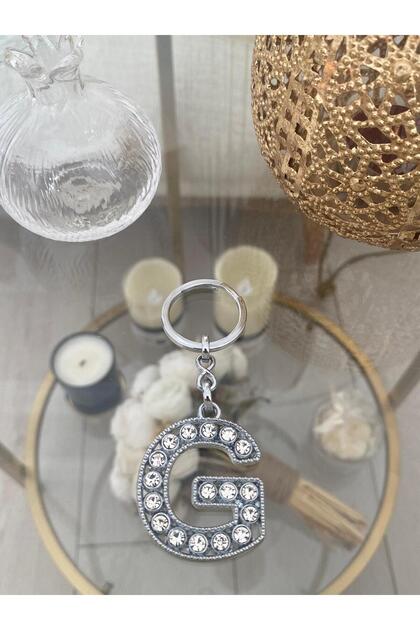 G Harf Zirconium Stone Steel Keychain & Charm