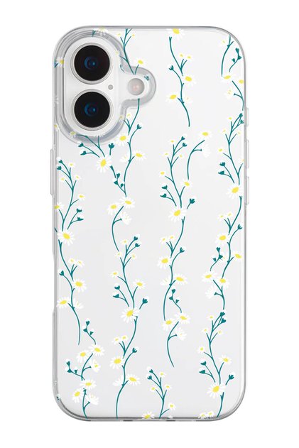 iPhone 17 Compatible Daisy Ivy Patterned Transparent Silicone Phone Case