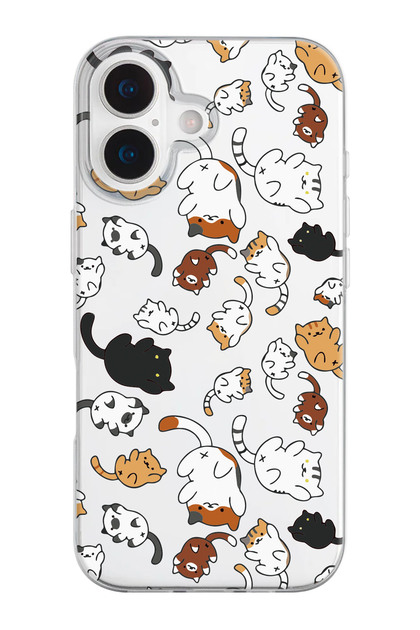 iPhone 17 Compatible Kitten Patterned Transparent Silicone Phone Case