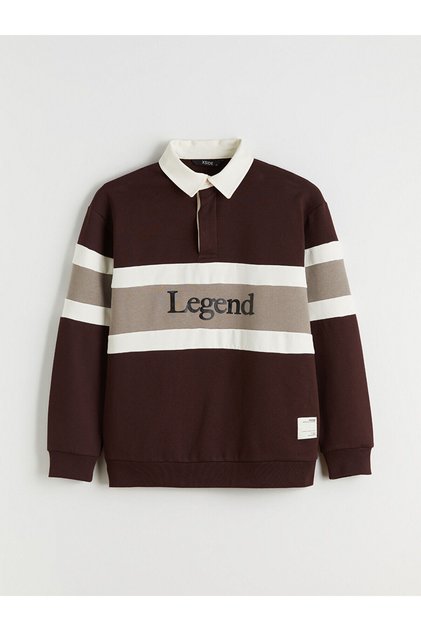 Polo Neck Printed Men's Sweatshirt