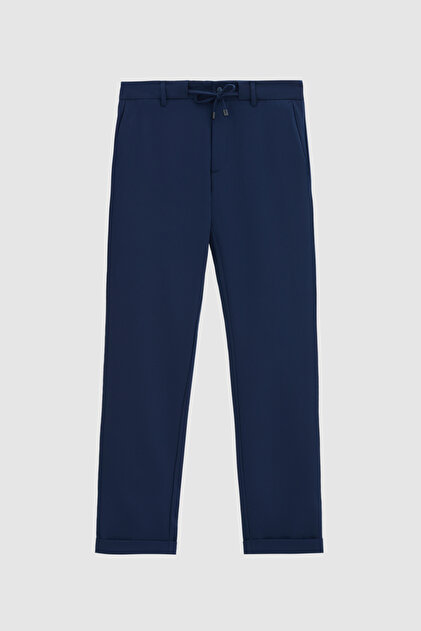 Slim Fit Navy Blue Dobby Jogger Pants