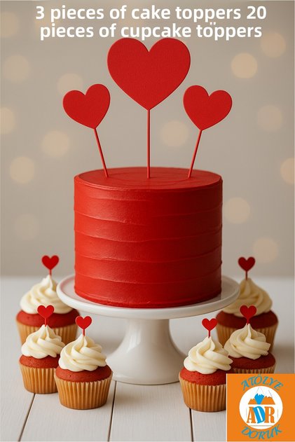 February 14 Valentine's Day Romantic Table Decoration Set Heart Cupcake Picks-Birthday Heart Cake Decoration
