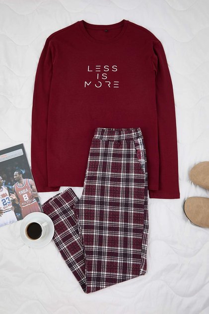 Bordo Regular Plaid / Checkered Homewear Pajama Set Tmnaw26Pt00055