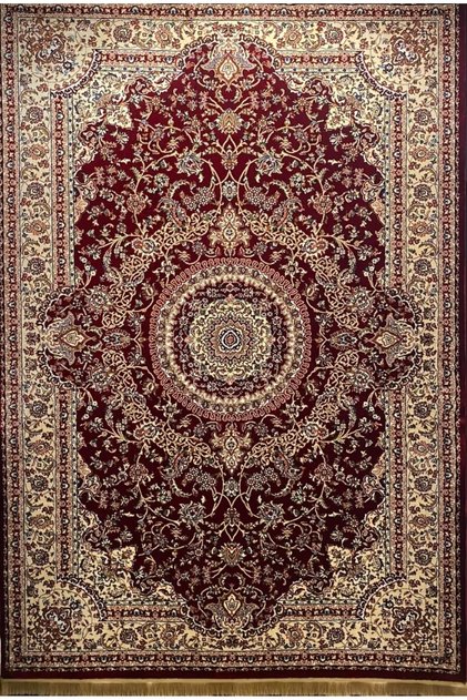 Halı Ipek H4095 Bordo İpeksi İran Halısı Geleneksel Renkli Göbekli Klasik Desen Salon Halısı Modern