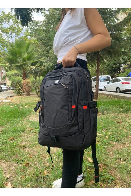 Ergonomic Multi-Eye Black Laptop Backpack | Medium Size Waterproof School and Daily Bag