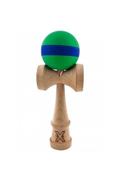 Kendama X Original, Flippy, 18 cm, Επαγγελματικό, +9 Ετών, Ξύλινο, Ριγέ Σχέδιο, Πράσινο/Μπλε