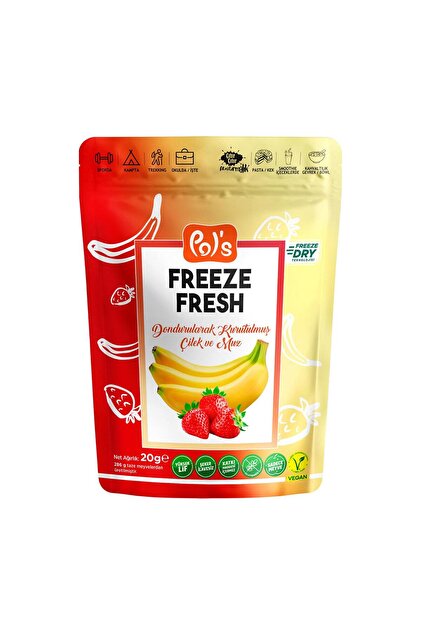 Pol's Freeze Fresh Dondurularak Kurutulmuş Muz - Çilek Mix 20 g