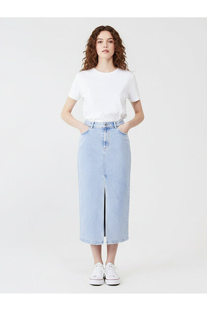 Irene Midi Jean Skirt