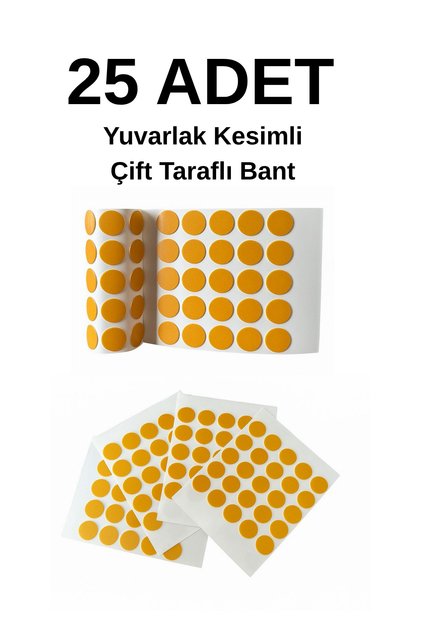 25 ADET Çift Taraflı Yuvarlak Köpük Bant (çap:20mm) (25 Adet)