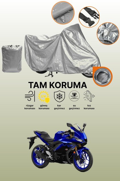 Grey Lock Compatible Yamaha Yzf R25 Abs Compatible Motorcycle Tarpaulin, Protective Cover