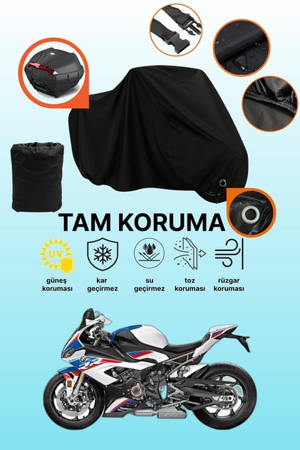 Black Lock and Tail Bag Compatible Bmw S 1000 Rr Compatible Motorcycle Tarpaulin, Protective Cover
