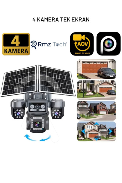 RMZTECH ESVISION 5704 4 Kameralı 8MP E-Sim Çift Solar Panel | 4G