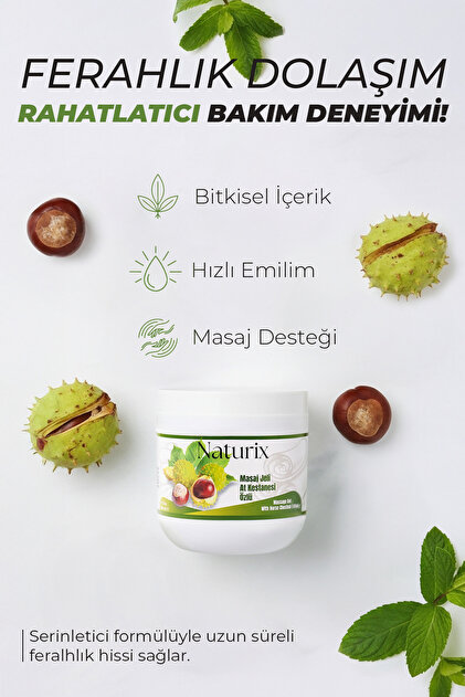 Naturix At Kestanesi Masaj Jeli 500 Ml 3'lü Horse Chestnut Masaj