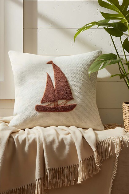 Tile Sailing Straw Look Woven Punch Throw Pillow Cover