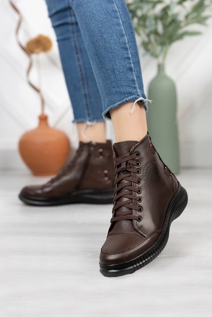 Hakiki Deri Günlük Kısa Kadın Bot / Bootie DC0909