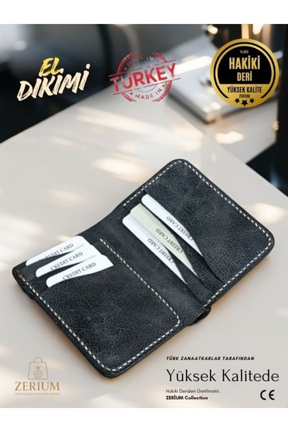 Genuine Leather Men's Wallet Lucen Model Hand-Stitched Premium Card Holder Genuine Leather