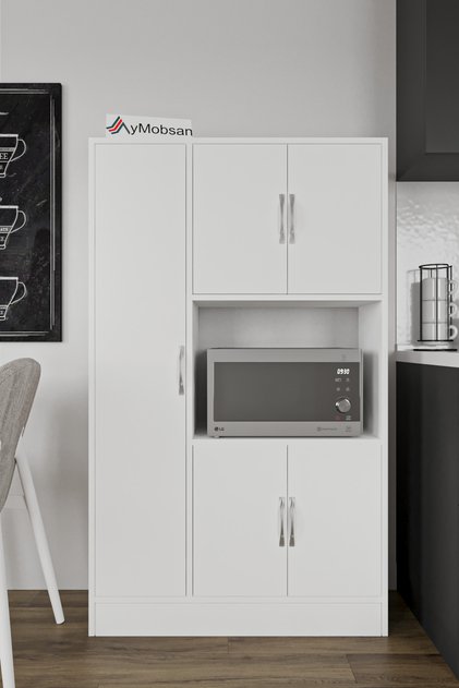 Macro 5 Kapaklı, Fırın Bölmeli Çok Amaçlı Dolap, Mutfak&banyo Dolabı, Kiler Beyaz