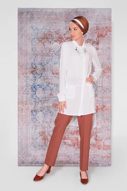Collar Detailed Front Short Back Long Tunic 4925