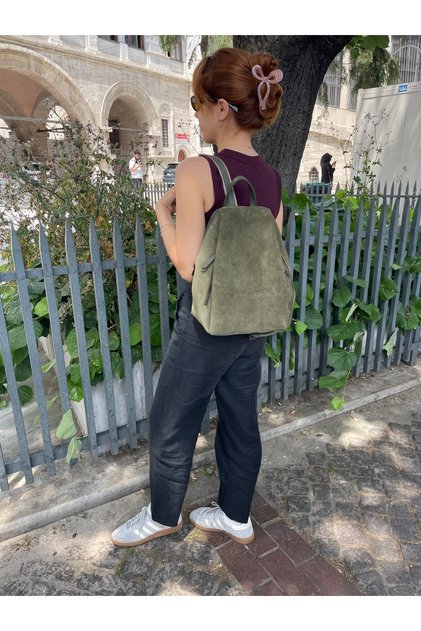 Hakiki Deri Süet Kadın Sırt Çantası YC042043HSD