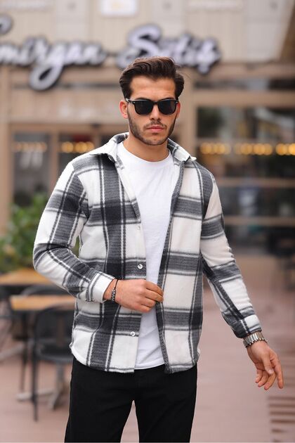 Men's Plaid Square Winter Long Sleeve Black Lumberjack Shirt