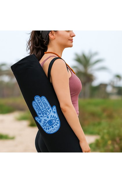 Mat Carrying Bag - Pilates - Yoga - Sports Mat - Sports Bag - Mat Bag - Drawstring Closure, Evil Eye Design, Fatma's Hand Design.