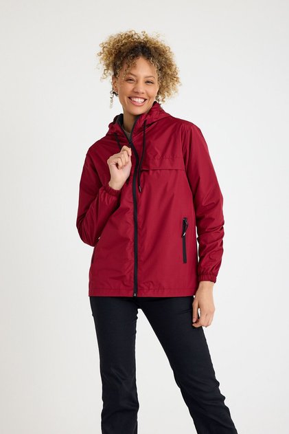 Women's Lined Water Resistant Hooded Pocket Raincoat