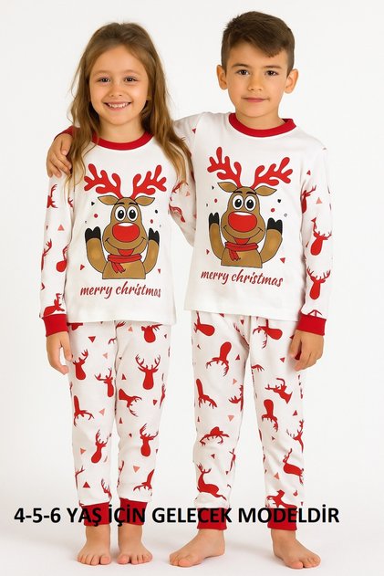 Geyikli Merry Christmas, Christmas, New Year 100% Cotton Children's Pajama Set (1 Piece Is a Pajama Set)