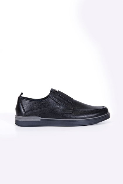 Mauri Black Inner and Outer 100% Genuine Leather Men's Loafer Shoes, Daily Casual Shoes