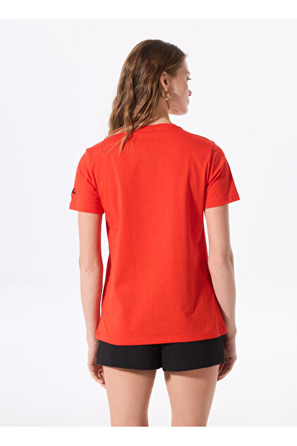 Fabrika Kırmızı Kadın Bisiklet Yaka Basic T-Shirt TENGIZ - Fiyatı