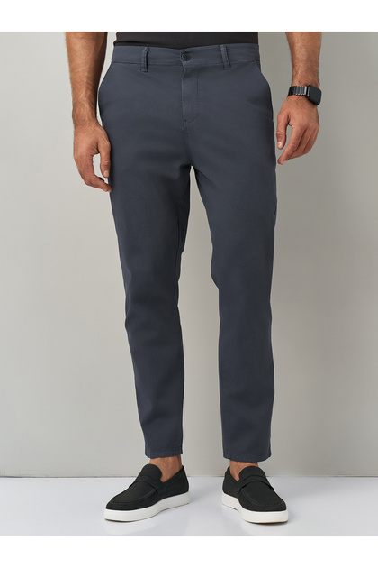High Waist Cotton Gray Chino Pants